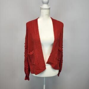 Madewell Bobble Chunky Knit Cardigan Size XS Kilt Red Cotton Boho Seen on TV